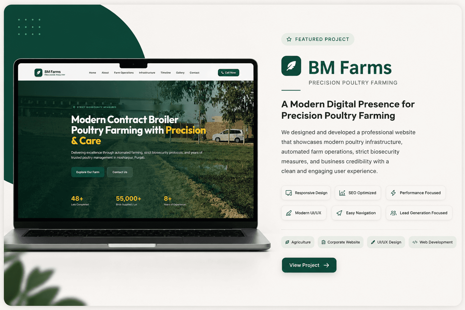 BM Farms Homepage Screenshot